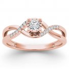 10k Rose Gold 0.05 Ct Diamond Criss-Cross Fashion Engagement Ring HI I2 Size 7