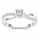 10k White Gold Princess Cut 0.24 Ct Diamond Split-Shank Classic Engagement Ring 10k White Gold Princess Cut 0.24 Ct Diamond Split-Shank Classic Engagement Ring