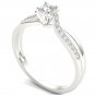 10k White Gold Princess Cut 0.24 Ct Diamond Split-Shank Classic Engagement Ring