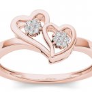 10k Rose Gold 0.050 Ct Round Cut Diamond Heart Engagement Fashion Ring HI I2