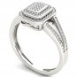 Genuine 10k White Gold 0.25 Ct Round Cut Diamond Cluster Engagement Ring HI I2