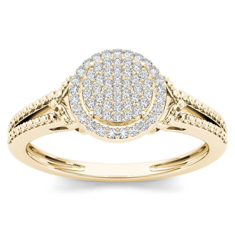 10k Yellow Gold 0.15 Ct Round Cut Diamond Split Shank Cluster ngagement Ring