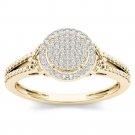 10k Yellow Gold 0.15 Ct Round Cut Diamond Split Shank Cluster ngagement Ring