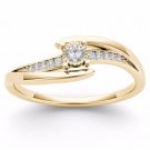 10k Yellow Gold 0.1 Ct Natural Round Cut Diamond Bypass Engagement Ring HI I2 10k Yellow Gold 0.1 Ct Natural Round Cut Diamond Bypass Engagement Ring HI I2