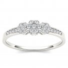 10k Solid White Gold 0.2 Ct Round Cut Diamond Cluster Engagement Ring HI I2 Size 10k Solid White Gold 0.2 Ct Round Cut Diamond Cluster Engagement Ring HI I2 Size