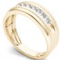 Solid 10k Yellow Gold 0.50 Ct Round Cut Diamond Men's Wedding Band Ring HI I2