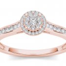 10k Solid Rose Gold 0.25 Ct Round Cut Diamond Halo Engagement Ring HI I2 10k Solid Rose Gold 0.25 Ct Round Cut Diamond Halo Engagement Ring HI I2