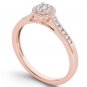 10k Solid Rose Gold 0.25 Ct Round Cut Diamond Halo Engagement Ring HI I2