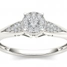 10k White Gold 0.15 Ct Natural Round Diamond Cluster Wedding Engagement Ring 10k White Gold 0.15 Ct Natural Round Diamond Cluster Wedding Engagement Ring