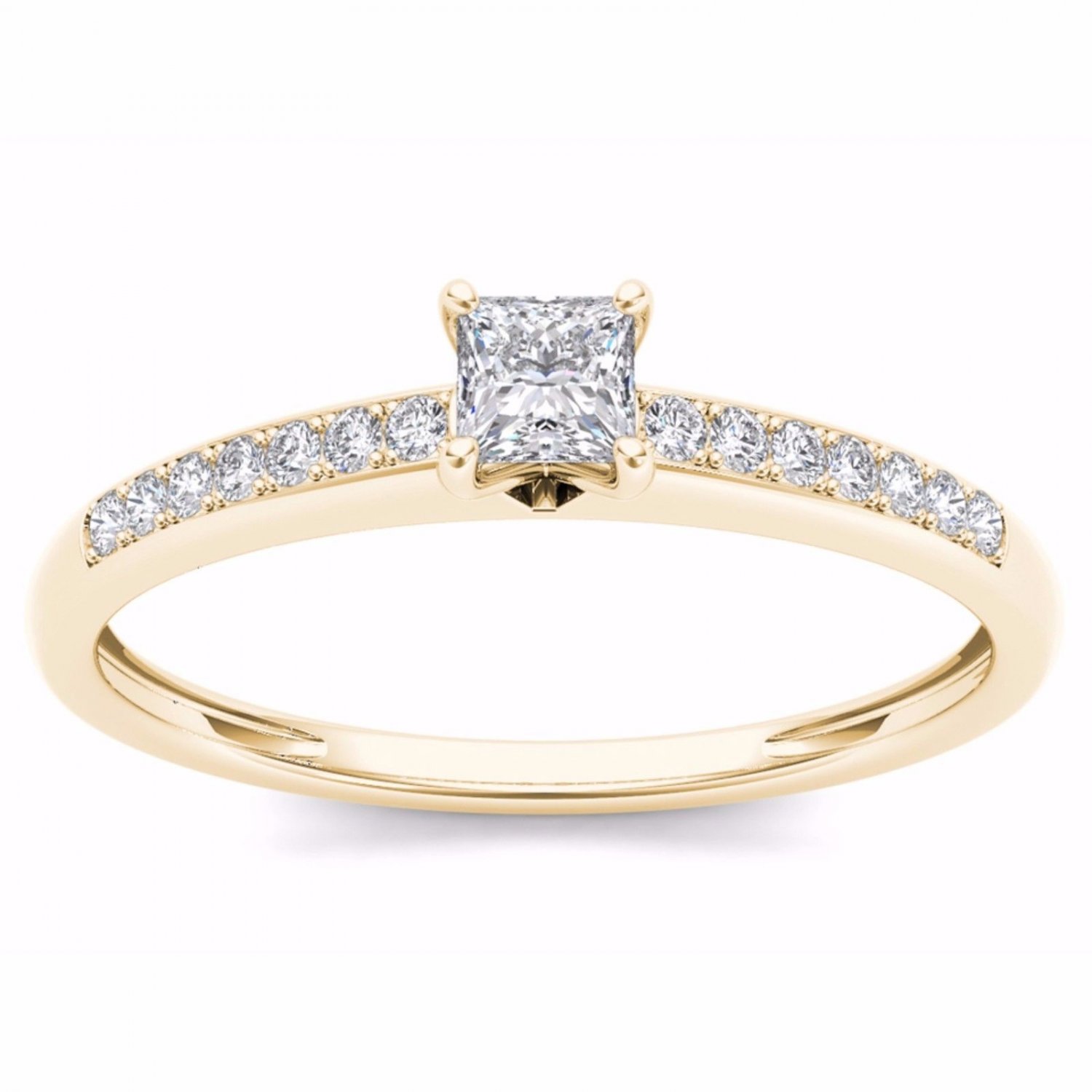 10k Yellow Gold 0.25 Princess Cut Diamond Classic Engagement Wedding Ring HI I2