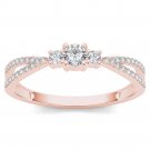 10k Rose Gold 0.25 Ct Round Cut Diamond Three Stone Engagement Ring HI I2 10k Rose Gold 0.25 Ct Round Cut Diamond Three Stone Engagement Ring HI I2