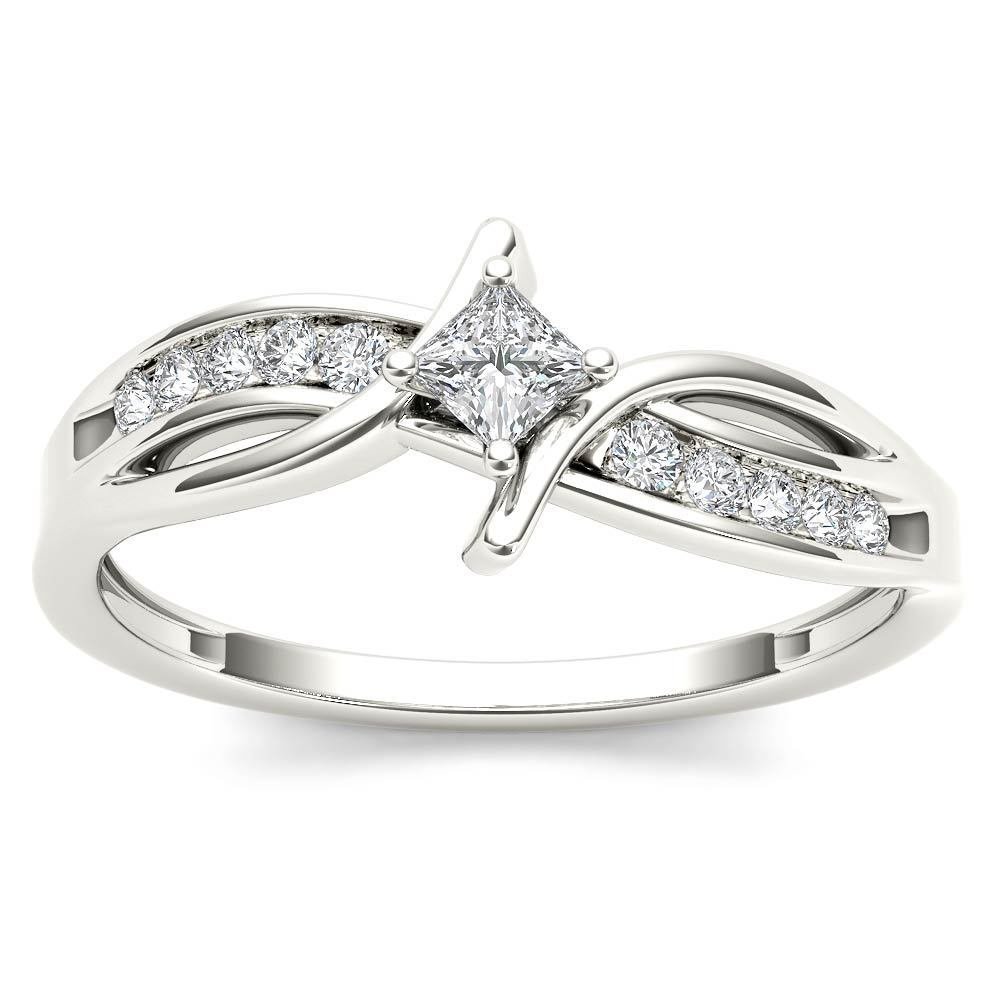 Solid 10k White Gold 0.24 Ct Rount Cut Diamond Classic Fashion Engagement Ring