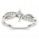 Solid 10k White Gold 0.24 Ct Rount Cut Diamond Classic Fashion Engagement Ring