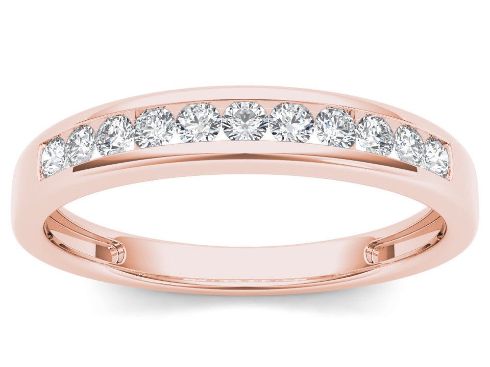 14k Rose Gold 0.25 Ct Diamond Wedding Rngagement Anniversary Band HI I2 Size 7