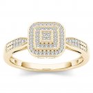 10k Yellow Gold 0.15 Ct Round Cut Diamond Halo Vintage Style Engagement Ring