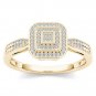 10k Yellow Gold 0.15 Ct Round Cut Diamond Halo Vintage Style Engagement Ring