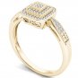 10k Yellow Gold 0.15 Ct Round Cut Diamond Halo Vintage Style Engagement Ring