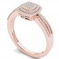 10k Rose Gold 0.2 Ct Round Cut Diamond  Cluster Halo Engagement Fashion Ring