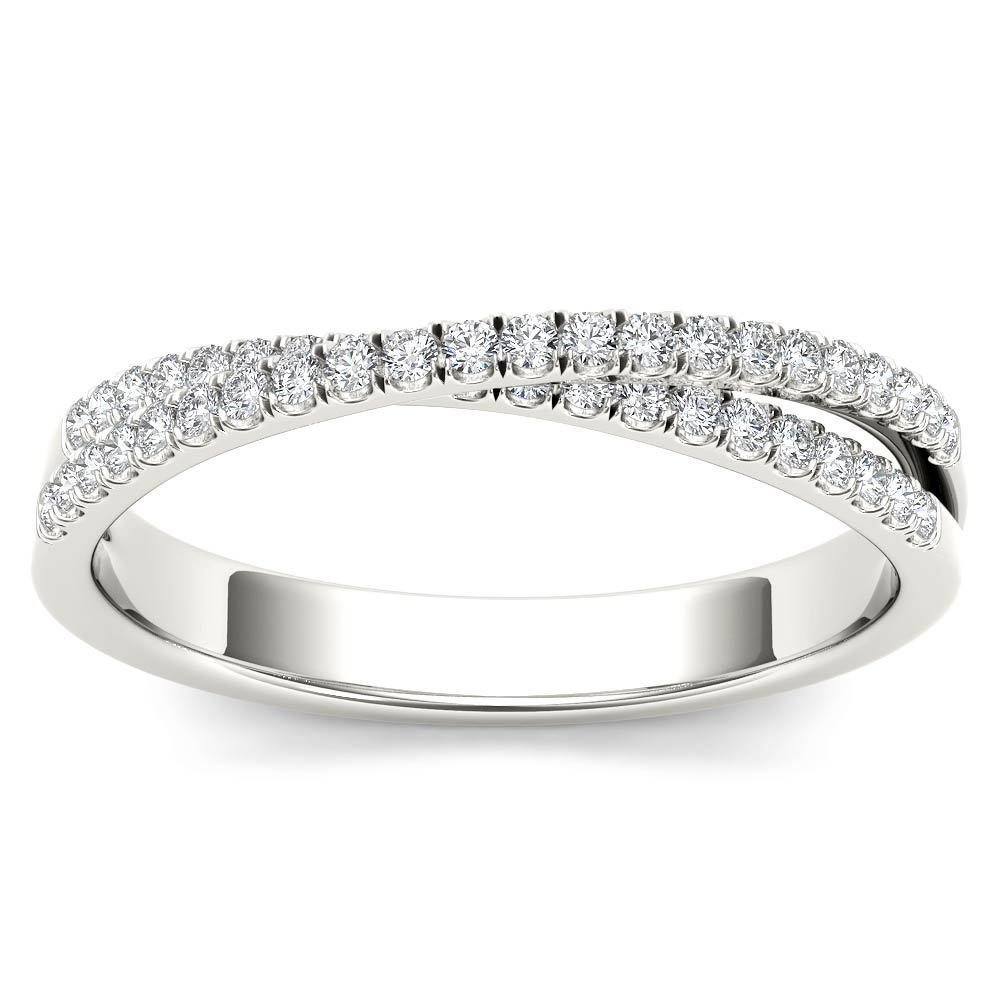10k White Gold 0.23 Ct Diamond Cross-Over Fashion Engagement Wedding Ring HI I2