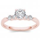 Solid 14k Rose Gold 0.50 Ct Round Cut Diamond Classic Engagement Ring HI I2