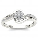 10k White Gold 0.25 Ct Diamond Bypass Flower Bypass Engagement Fashion Ring