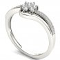 10k White Gold 0.25 Ct Diamond Bypass Flower Bypass Engagement Fashion Ring
