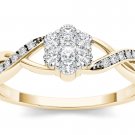 10k Yellow Gold 0.25 Ct Diamond Flower Shape Fashion Engagement Ring HI I2 Size 10k Yellow Gold 0.25 Ct Diamond Flower Shape Fashion Engagement Ring HI I2 Size