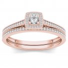 10k Rose Gold 0.33 Ct Natural Round Cut Diamond Halo Engagement Ring Set HI I2 10k Rose Gold 0.33 Ct Natural Round Cut Diamond Halo Engagement Ring Set HI I2