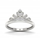 10k White Gold 0.10Ct Round Cut Natural Diamond Queen Crown Fashion Ring 10k White Gold 0.10Ct Round Cut Natural Diamond Queen Crown Fashion Ring