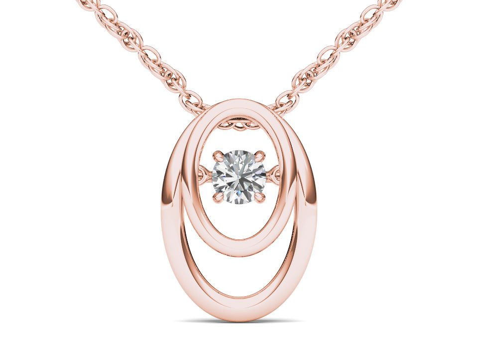 10k Rose Gold 0.15 Ct Natural Round Cut Diamond Dancing Pendant Necklace HI I2