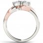 10K Pink Two Tone White Gold 0.75Ct Round Cut Diamond Two Stone Engagement Ring