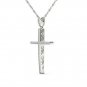 Solid 10k White Gold 0.15Ct Round Cut Diamond  Cross Pendant Necklace HI I2