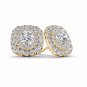 1.00 Ct Natural Round Cut Diamond Double Halo Stud Earrings in 10k Yellow Gold