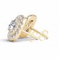 1.00 Ct Natural Round Cut Diamond Double Halo Stud Earrings in 10k Yellow Gold