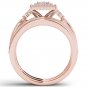 Solid 10k Rose Gold 0.50Ct Diamond Cluste Double Halo Engagement Ring Set HI,I2