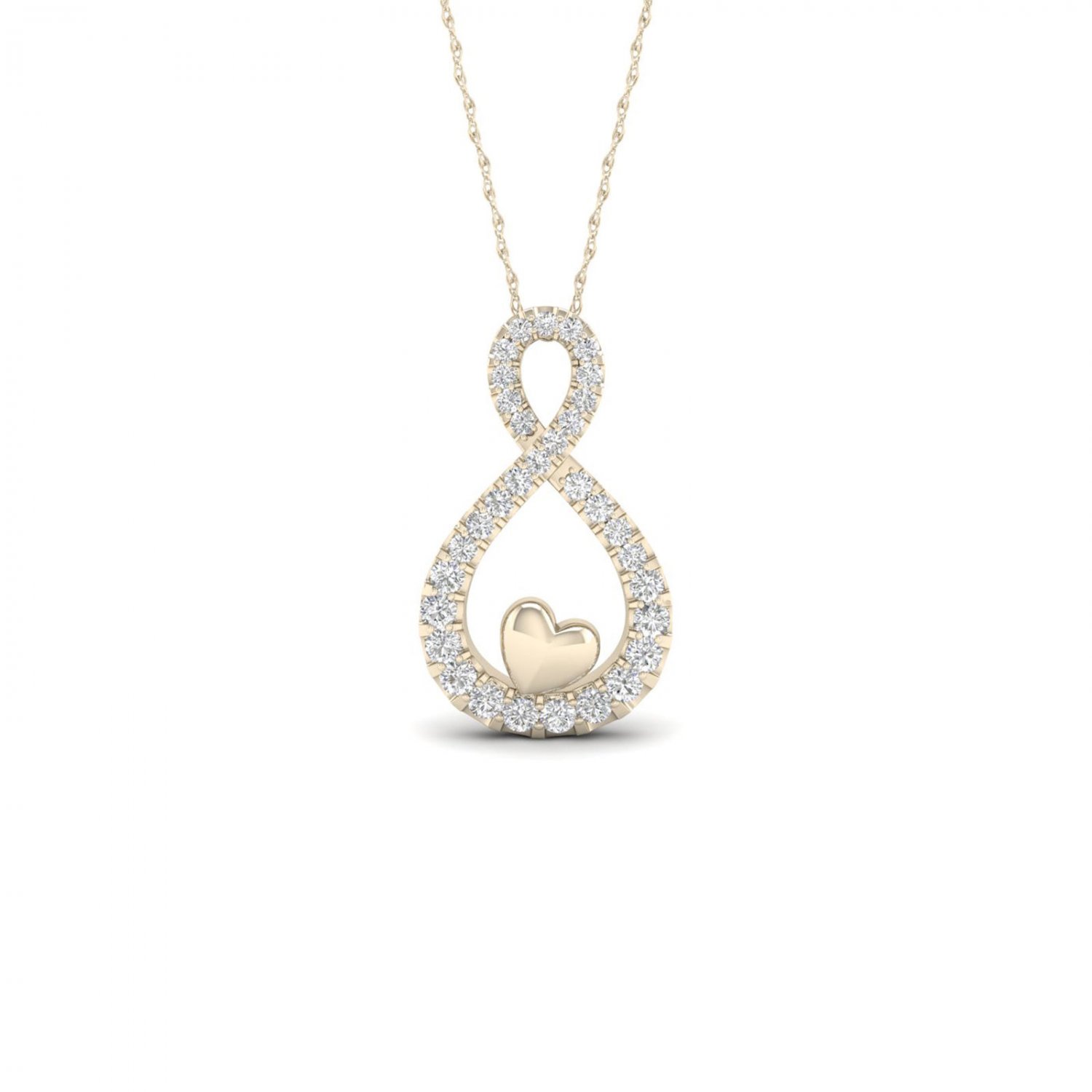 10k Yellow Gold 0.15ct TDW Diamond Infinity & Heart Necklace (I-J, I2)