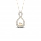 10k Yellow Gold 0.15ct TDW Diamond Infinity & Heart Necklace (I-J, I2)