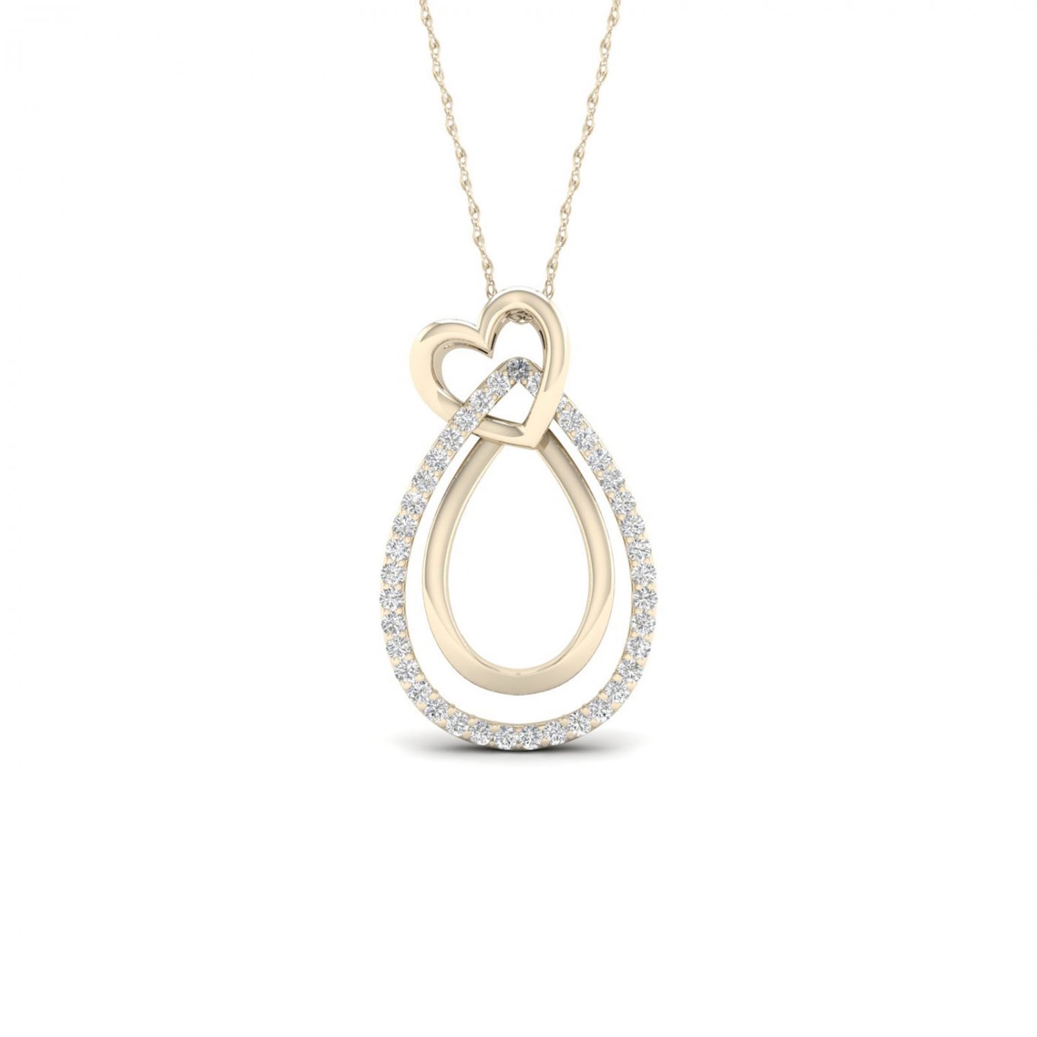 10k Yellow Gold 0.1ct TDW Diamond Heart Necklace (I-J, I2)