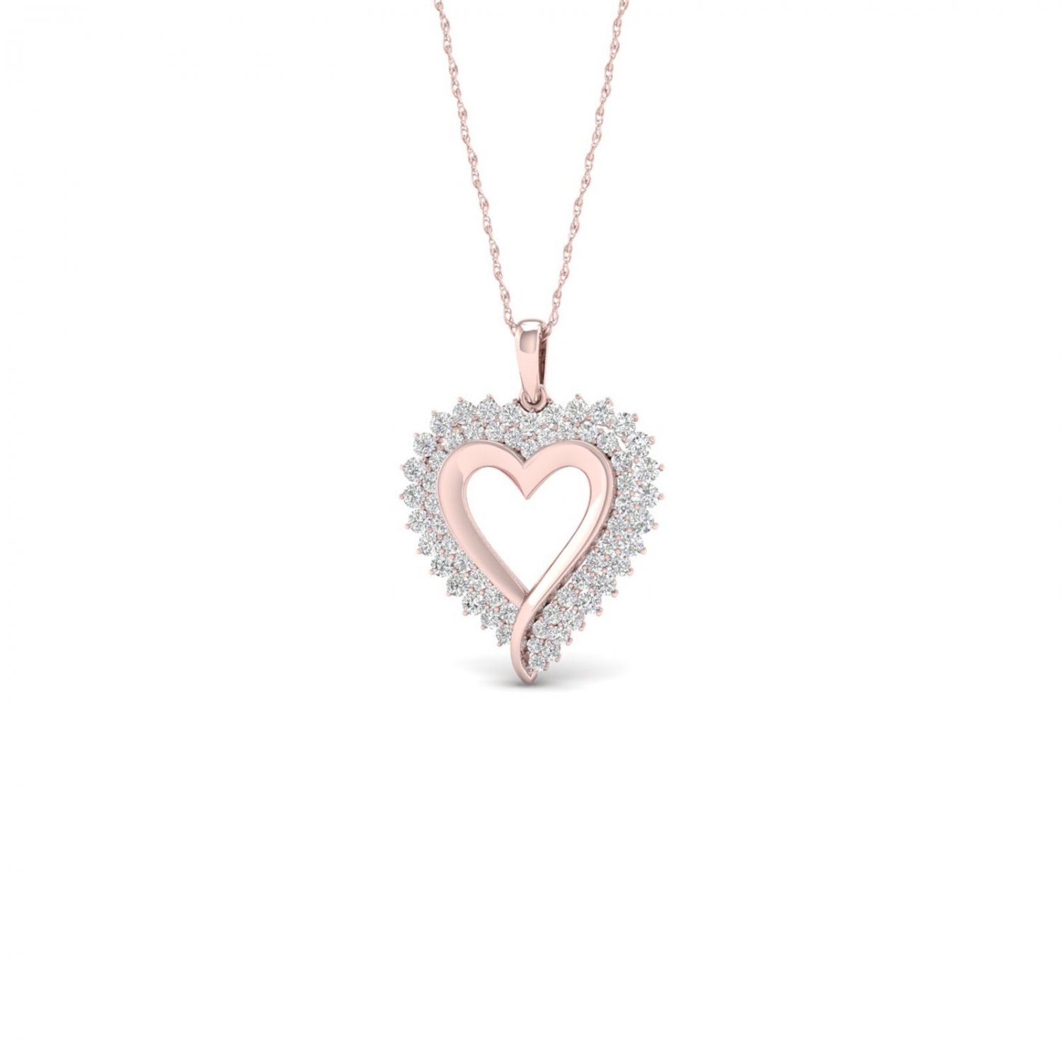 10k Rose Gold 0.5ct TDW Diamond Heart Necklace (I-J, I2)