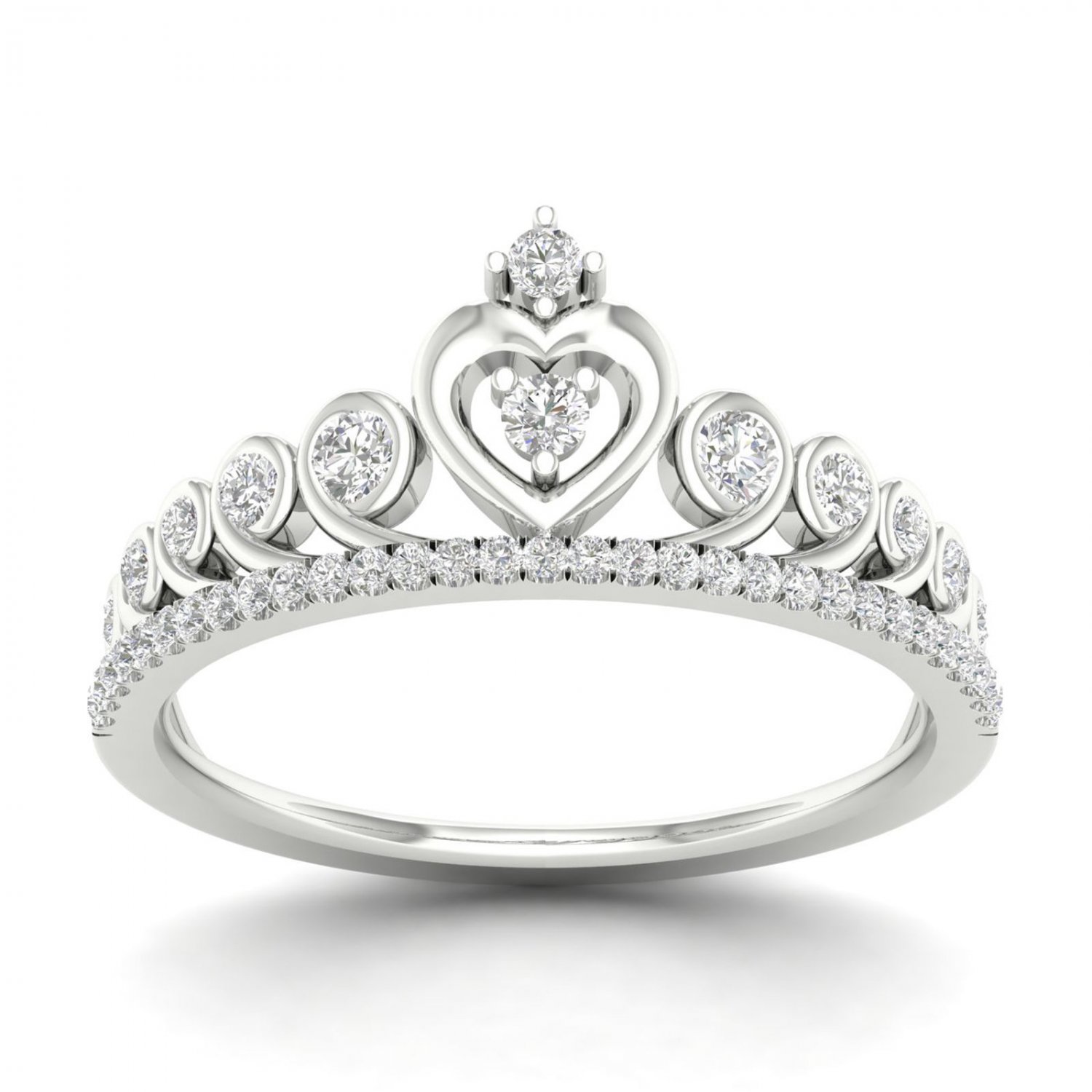 10k White Gold 0.25 Ct TDW Diamond  Crown Fashion Ring (I-J, I2)