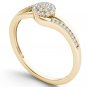10k Natural Yellow Gold 0.13Ct Round Diamond Cluster Fashion Engagement Ring HI