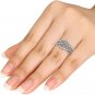 10k WhiteGold 0.15 Ct Diamond Interlocking Ribbons Fashion Engagement Ring HI I2