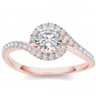 14K Rose Gold 0.75 Ct Natural Round Cut Diamond Bypass Halo Engagement Ring HI 14K Rose Gold 0.75 Ct Natural Round Cut Diamond Bypass Halo Engagement Ring HI
