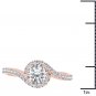 14K Rose Gold 0.75 Ct Natural Round Cut Diamond Bypass Halo Engagement Ring HI