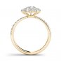 Real 14k Yellow Gold 1.75 Ct Round Cut Diamond Flower Shaped HaloEngagement Ring