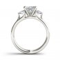 Solid 14K White Gold 1.5 Ct Princess Cut Diamond Three Stone Engagement Ring