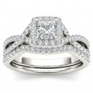 Natural 14k White Gold 1.20 Ct Princess Cut Diamond Engagement Ring Set HI I2 Natural 14k White Gold 1.20 Ct Princess Cut Diamond Engagement Ring Set HI I2