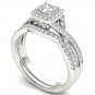 Natural 14k White Gold 1.20 Ct Princess Cut Diamond Engagement Ring Set HI I2