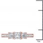 14K Rose Gold 2.00 Ct Princess Cut Diamond Three Stone Engagement Ring