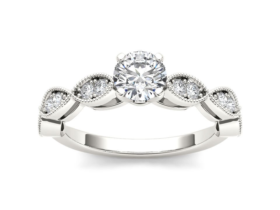 14k White Gold 1.00 Ct Round Cut Diamond Vintage Solitaire Engaement Ring HI I2